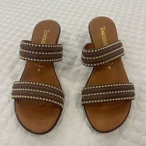 Toscana Brown Beaded Women's Sandals